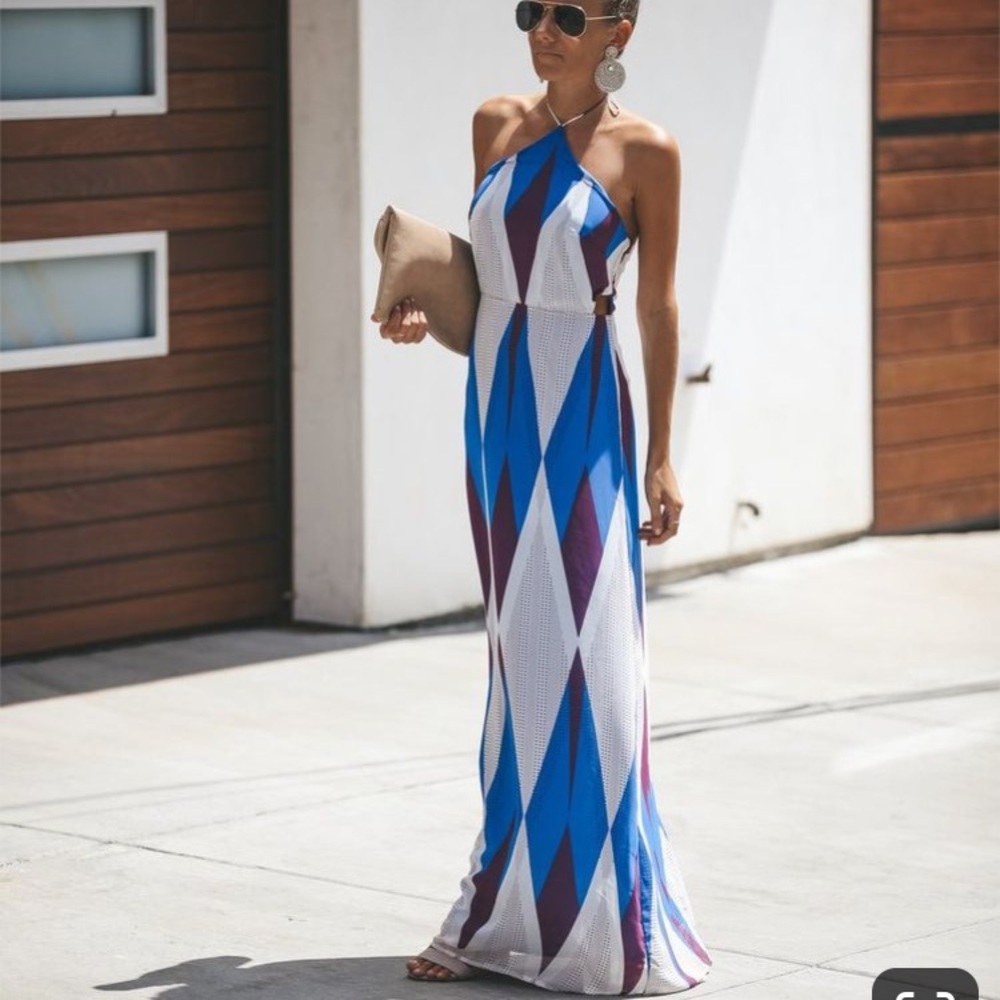 Jester Printed Halter Maxi Dress NWOT